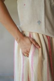 Handwoven Cotton Tiered Maxi Skirt with Pockets- Kali