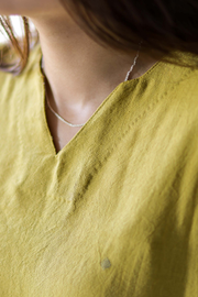 Handwoven Kala Cotton A line Mustard Kurta- Nikhar